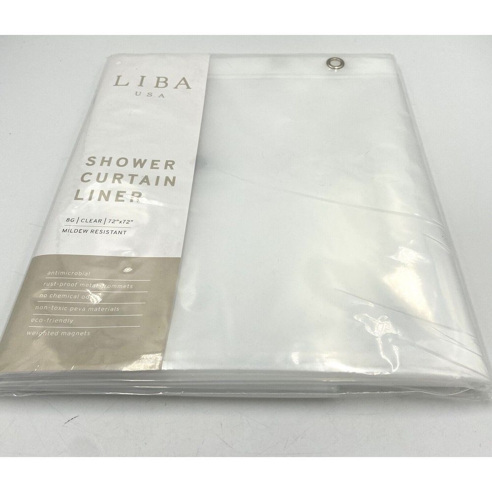 Liba 8G Shower Curtain Liner 72"X72 Mildew Resistant Clear